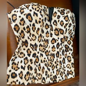 Guess Strapless Leopard Animal Print Double V-Bustier Size XS